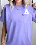 Boo Ghost Halloween Pocket, Cute, Skeleton, Ghost Tee