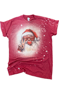 Santa Bubblegum Heart Christmas Bleached Tee