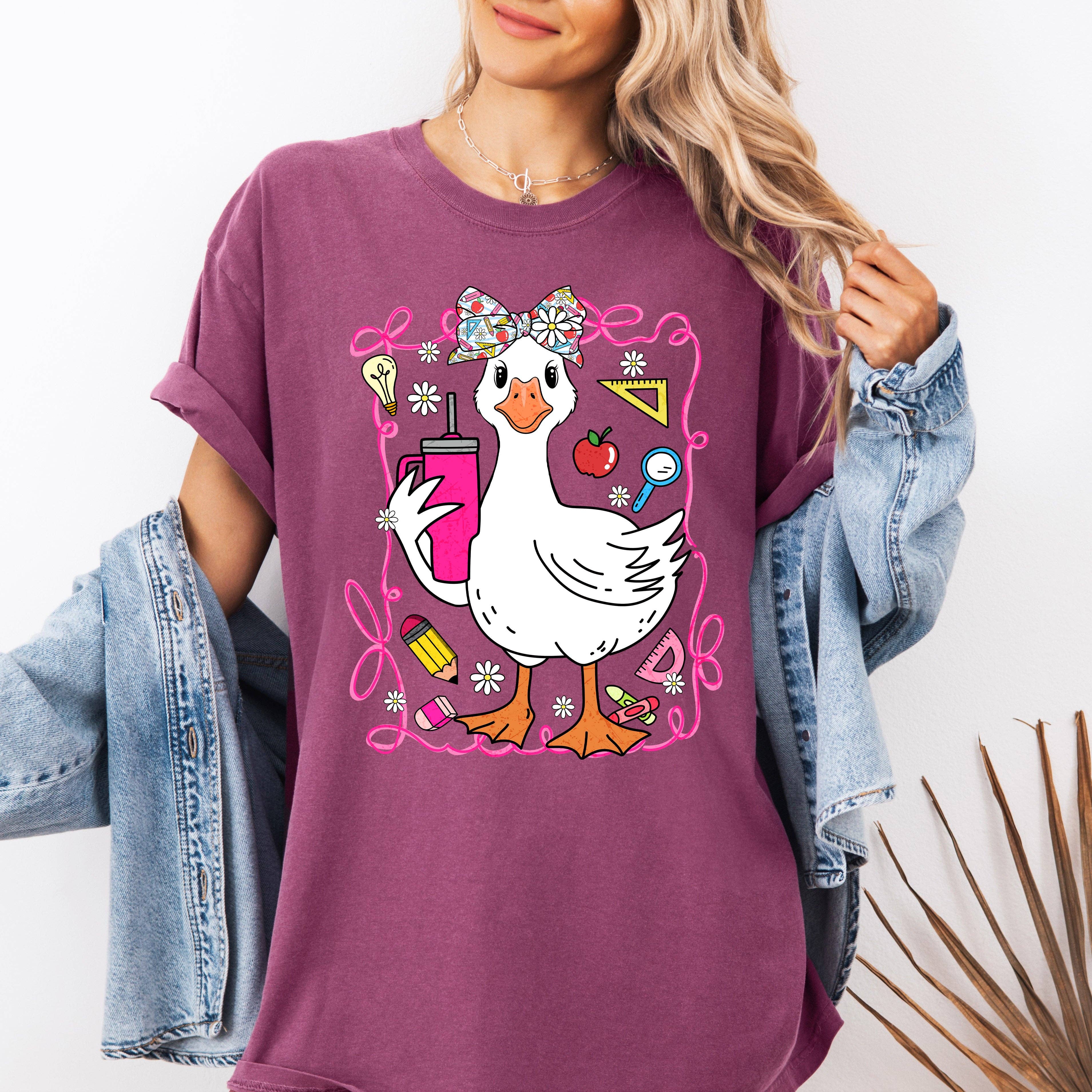 Teacher Goose, Funny, Coffee, First Day of School T-Shirt