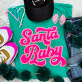 Santa Baby Sequin Patch Island Green Pigment Dyed Tee