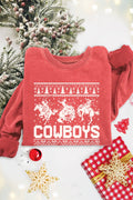 Christmas Cowboys Mineral Graphic Terry Sweatshirts