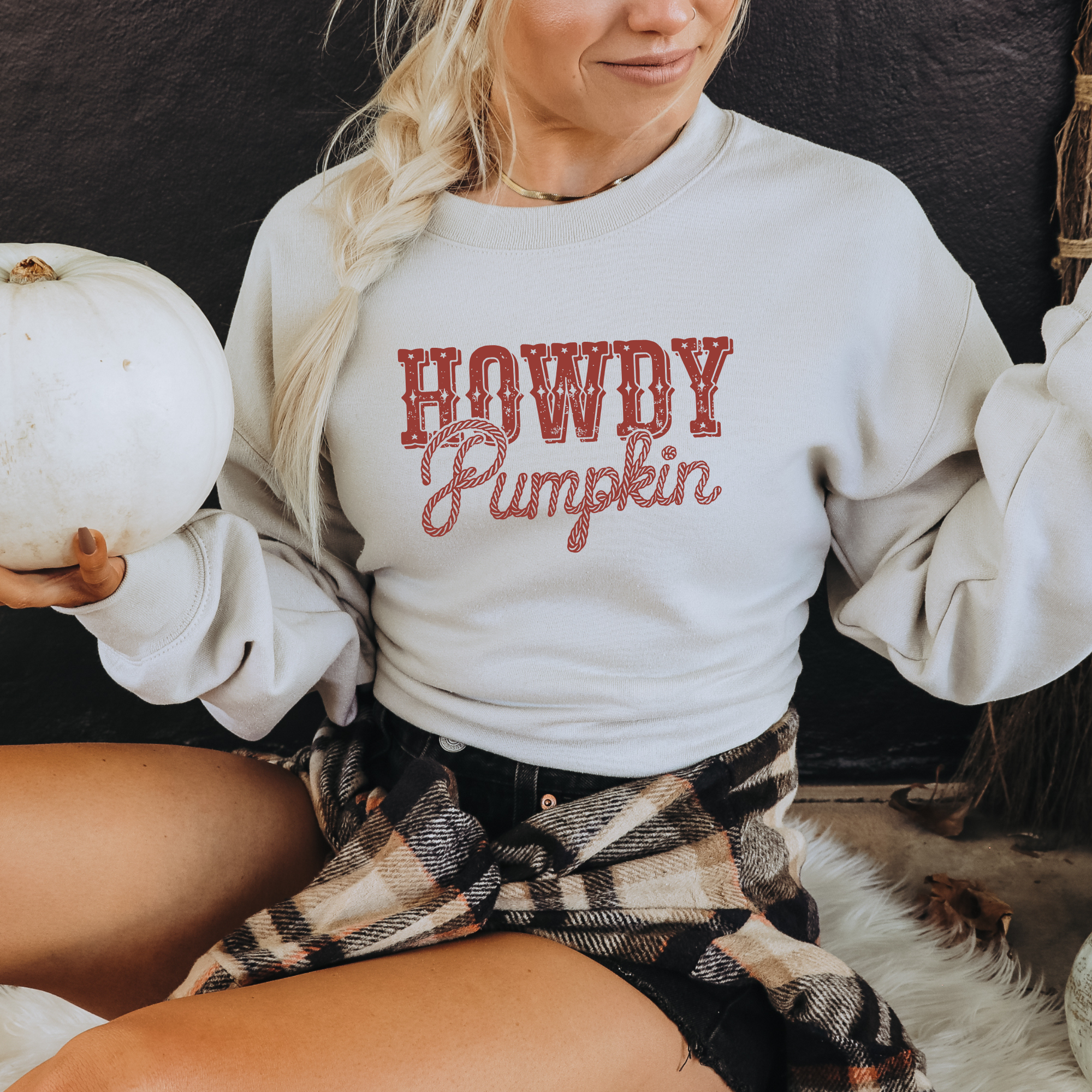 Howdy Pumpkin Fall Crewneck Sweatshirt Hoodie Halloween H18