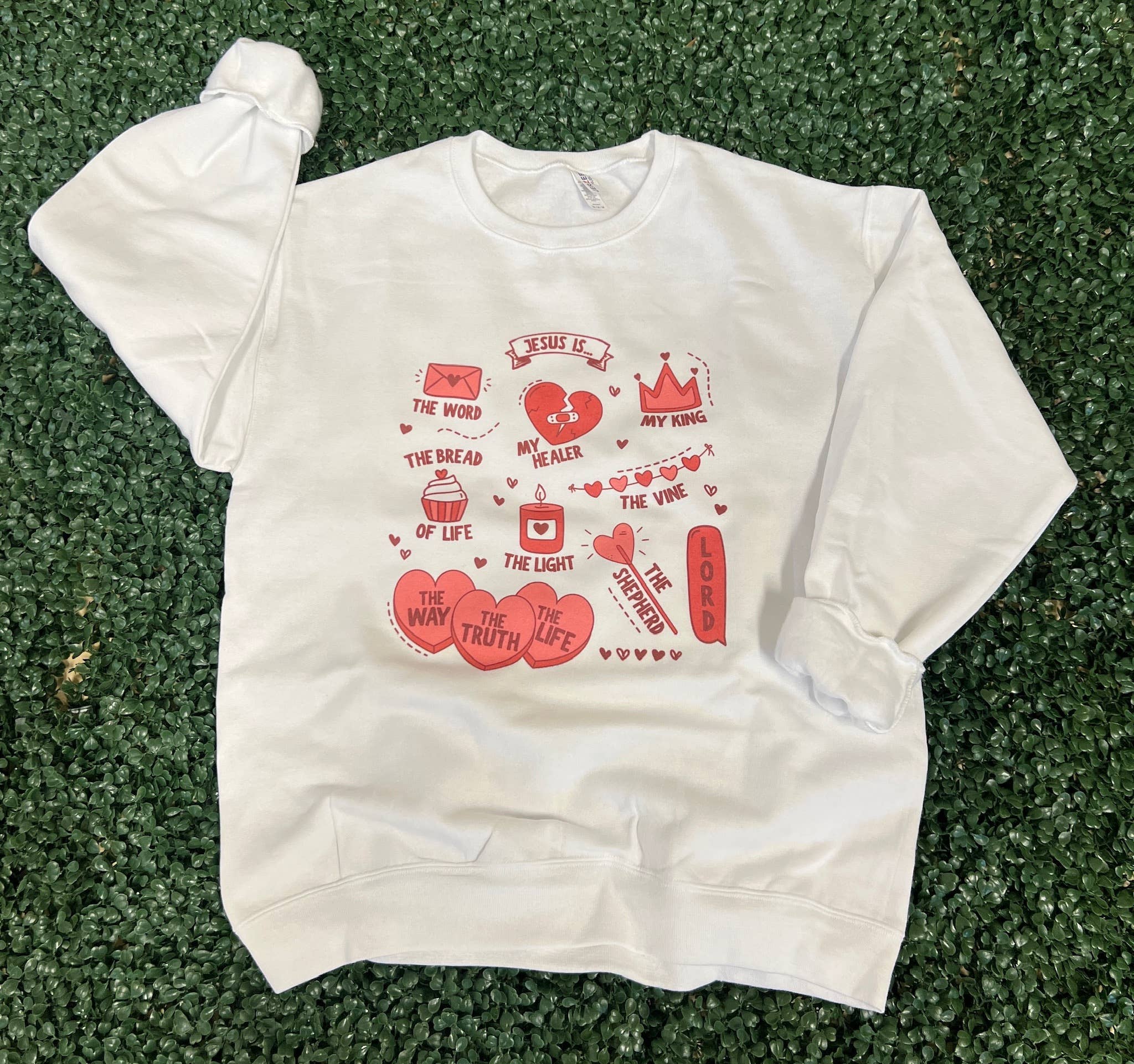 Jesus Is Word Collage Sweatshirt On White