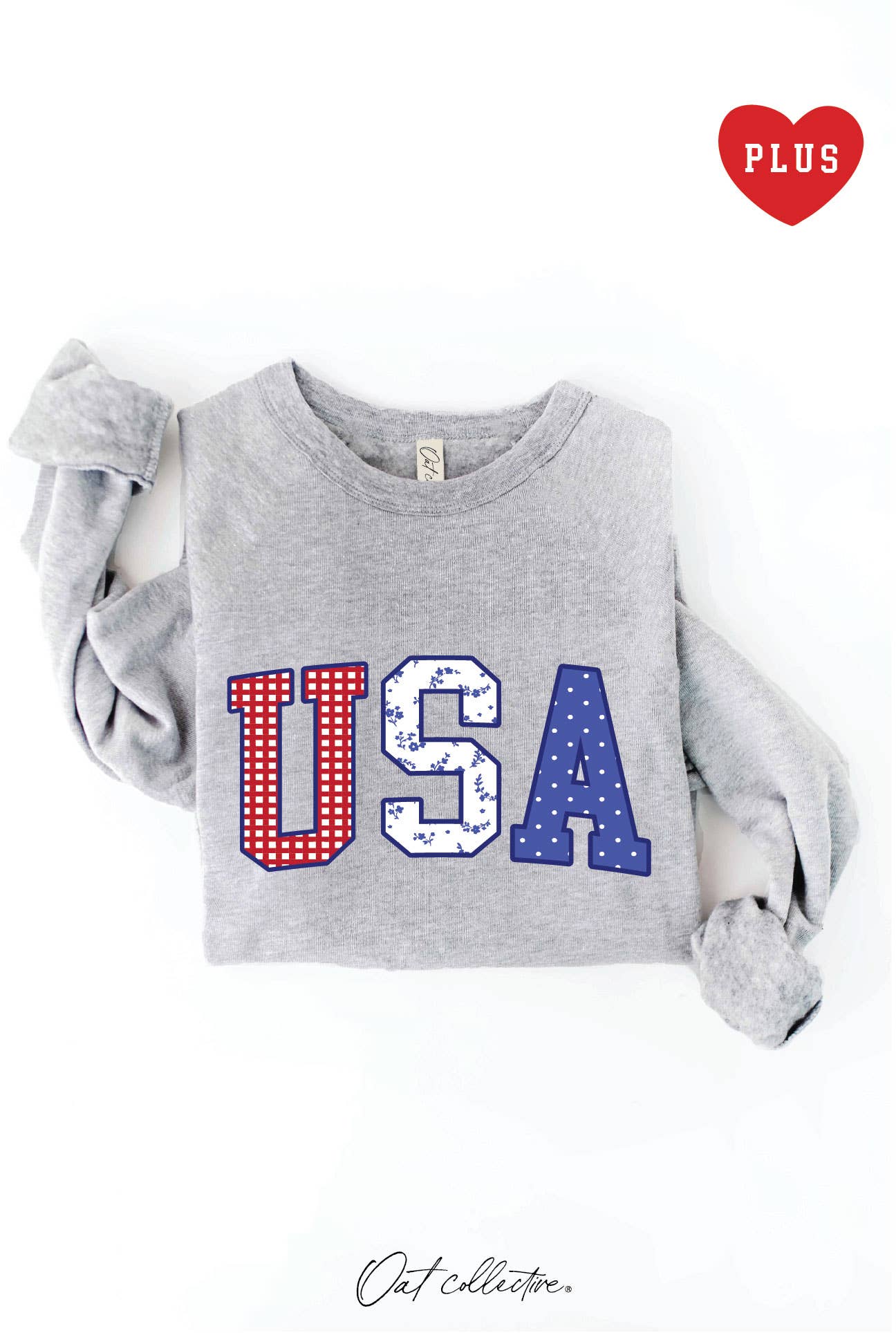 USA with Pattern Plus Graphic Sweatshirt