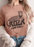 Leopard Rock and Roll Puff Graphic Tshirts