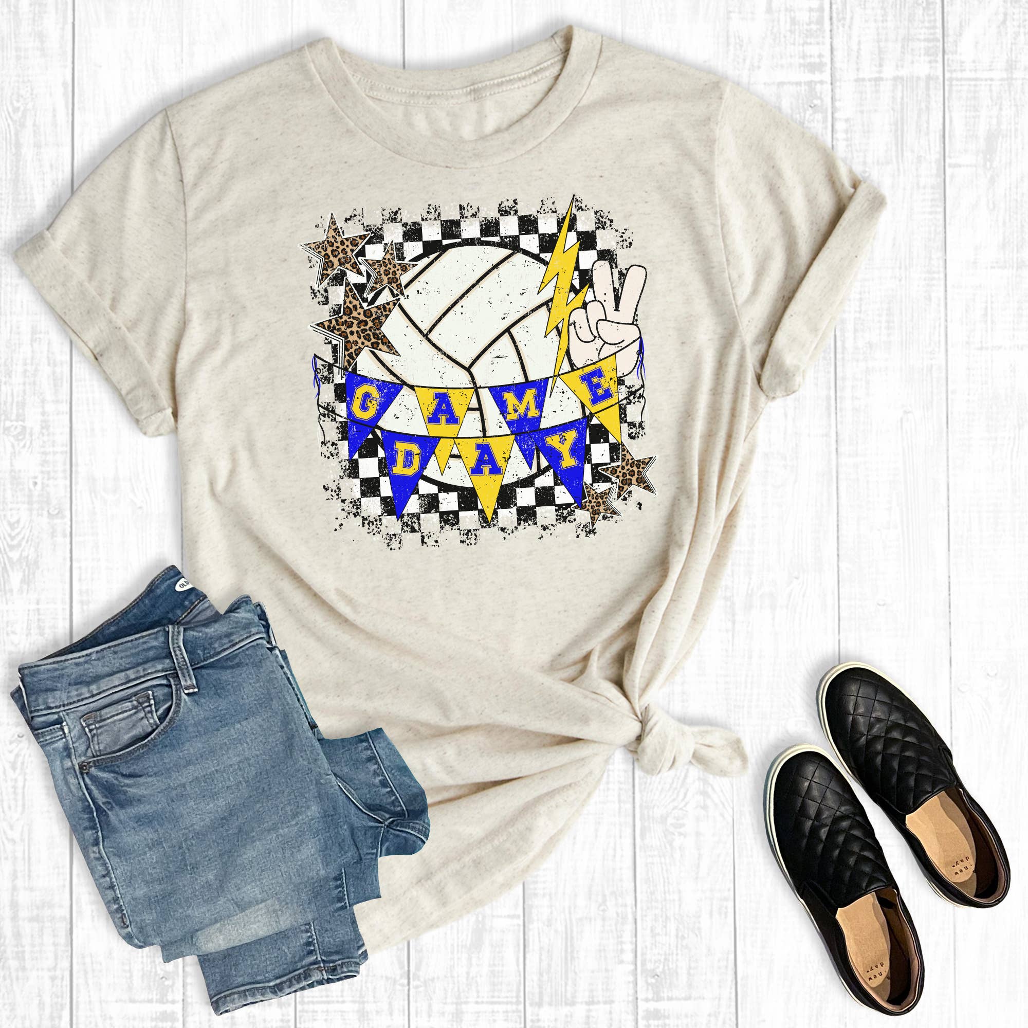 Custom Retro Game Day Volleyball Graphic Tee