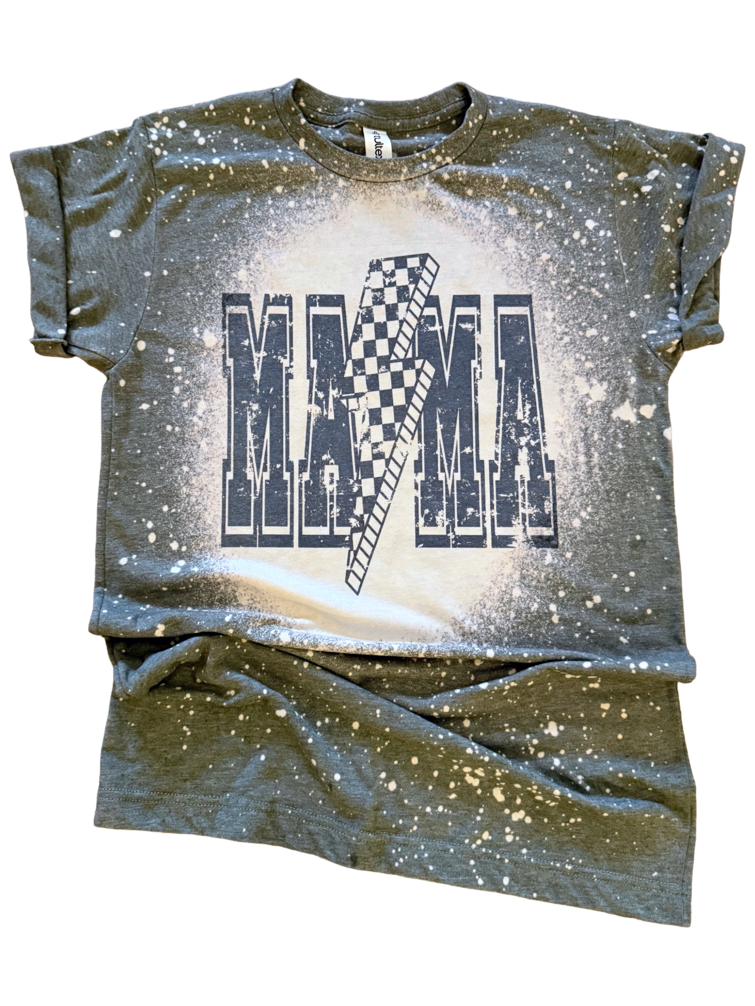 Checkered Bolt Mama – Rocker Bleached Tee