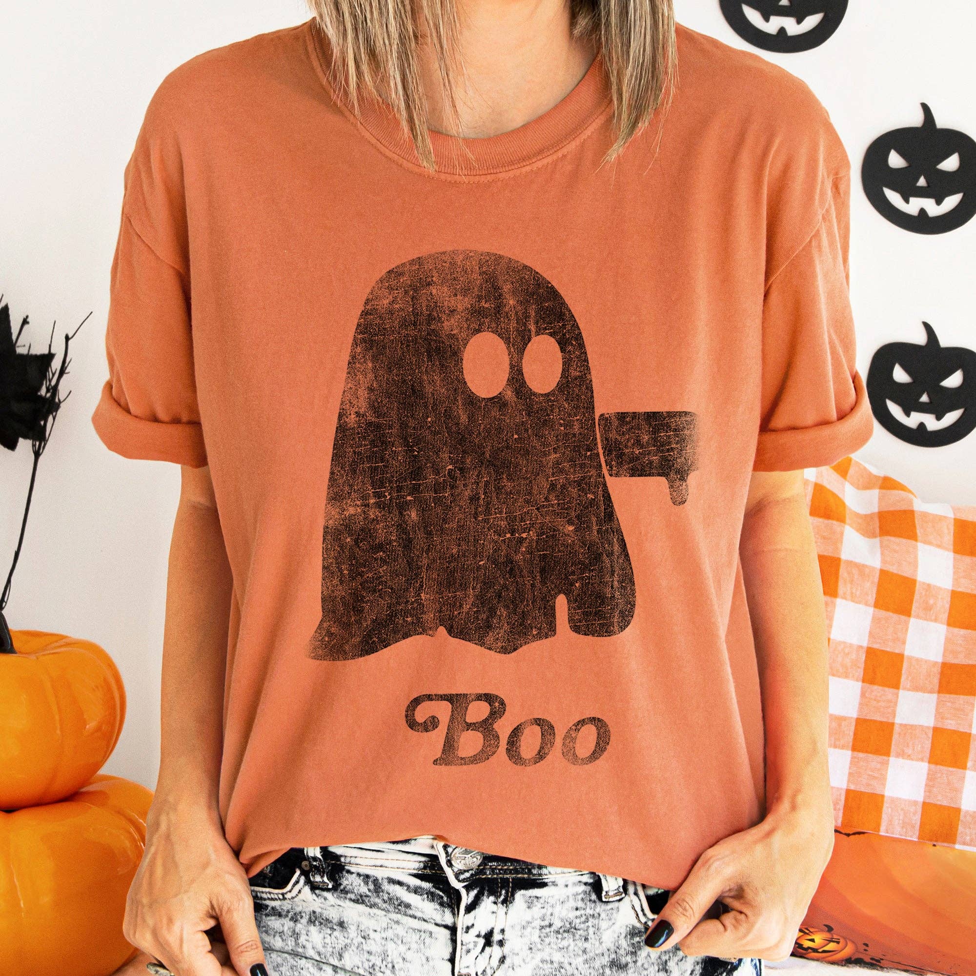 Boo Retro Ghost T-Shirt Black Print