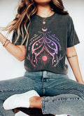 Celestial Moth Sun and Moon Abstract T-Shirt