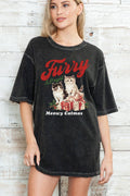 Meowy Catmast Furry N Bright Oversize Mineral Wash T Shirt
