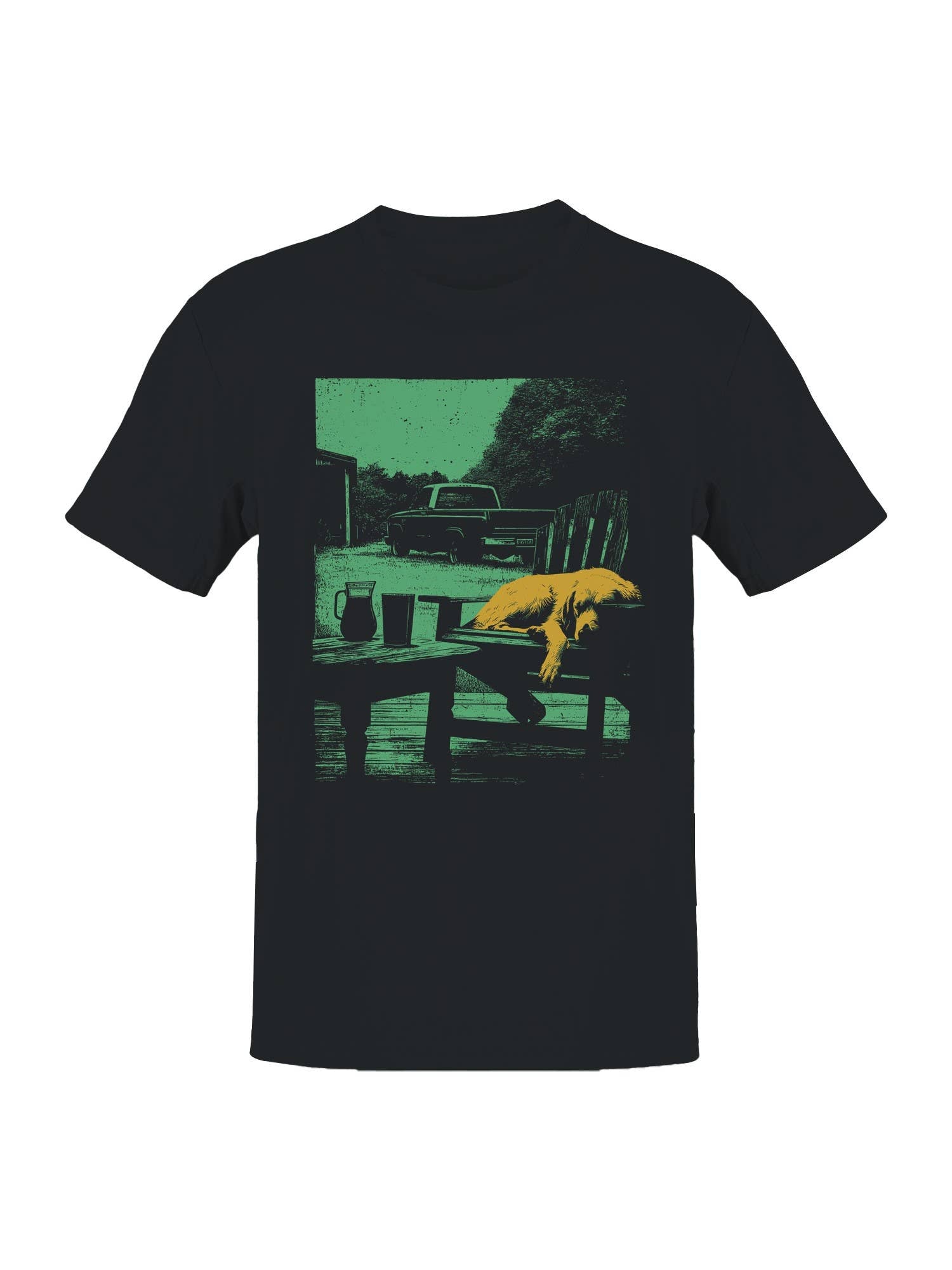Lazy Afternoon with Dog and Truck Men's T-Shirt