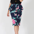 ...._ 0826 Plus Size Print Scuba Pencil Skirt SI-7071