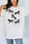 Women Horse Graphic Print Loose Fit Oversize Top