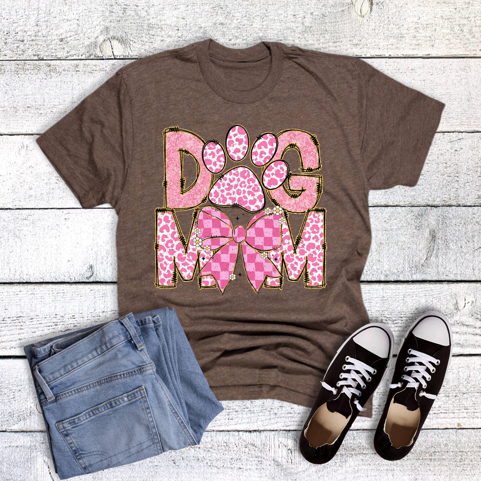 Coquette Leopard Dog Mom Graphic Tee