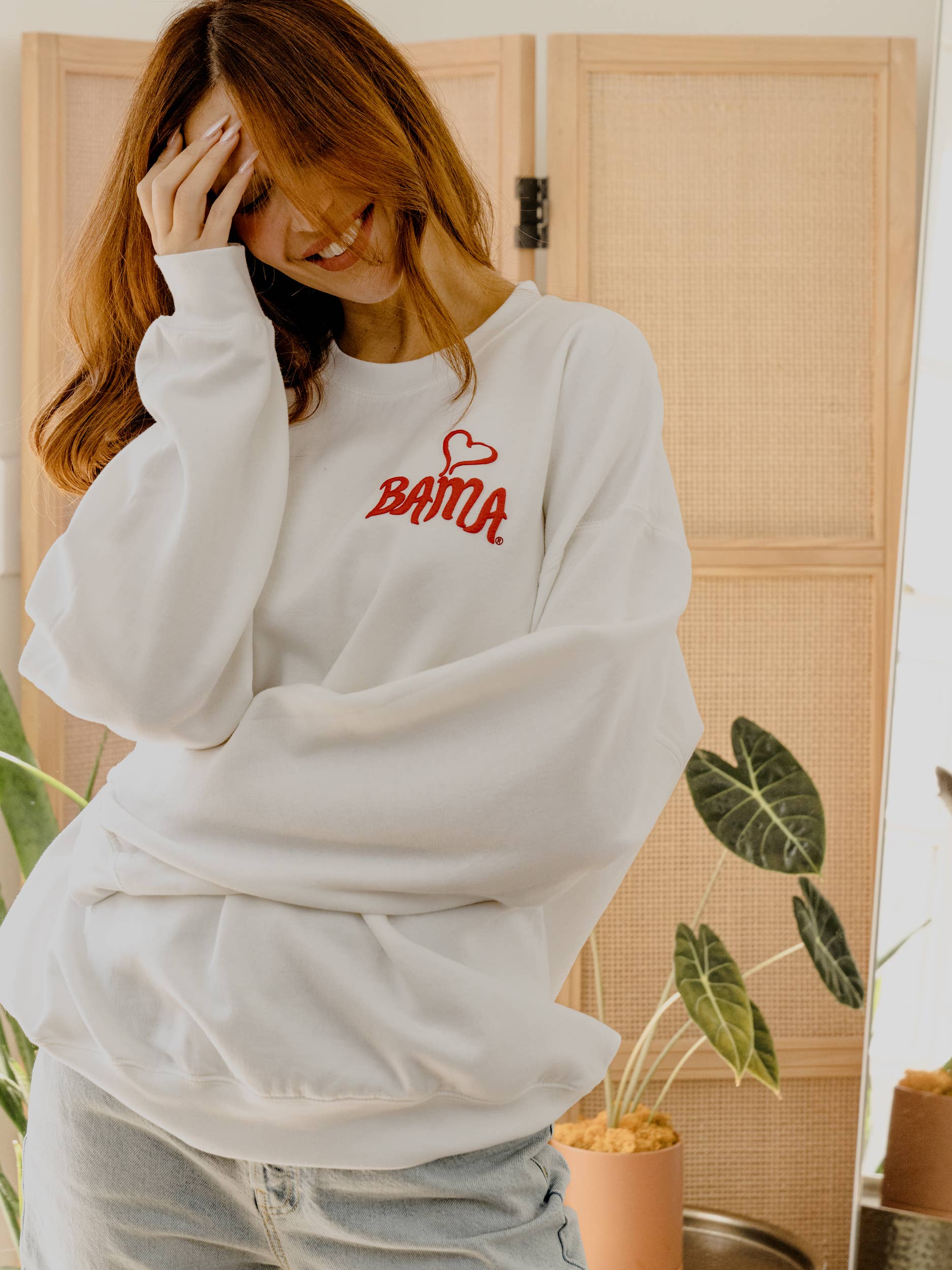 Bama Crimson Tide Lyric Puff Ink White Sweatshirt