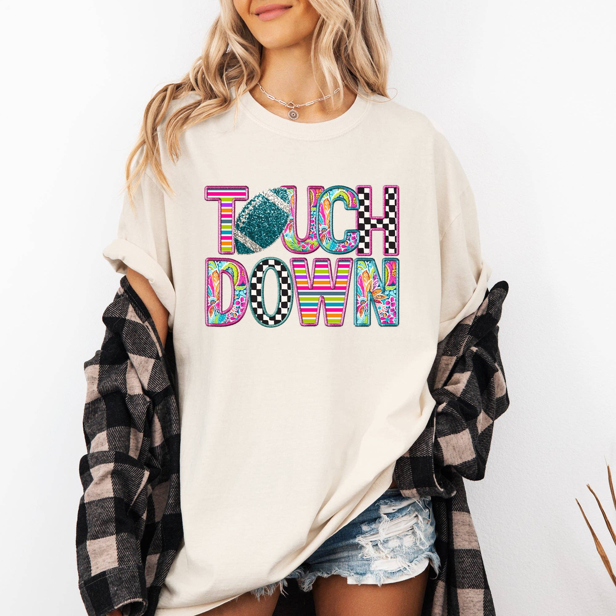 Touchdown, Colorful, Football Game Day Tailgate Party Tshirt