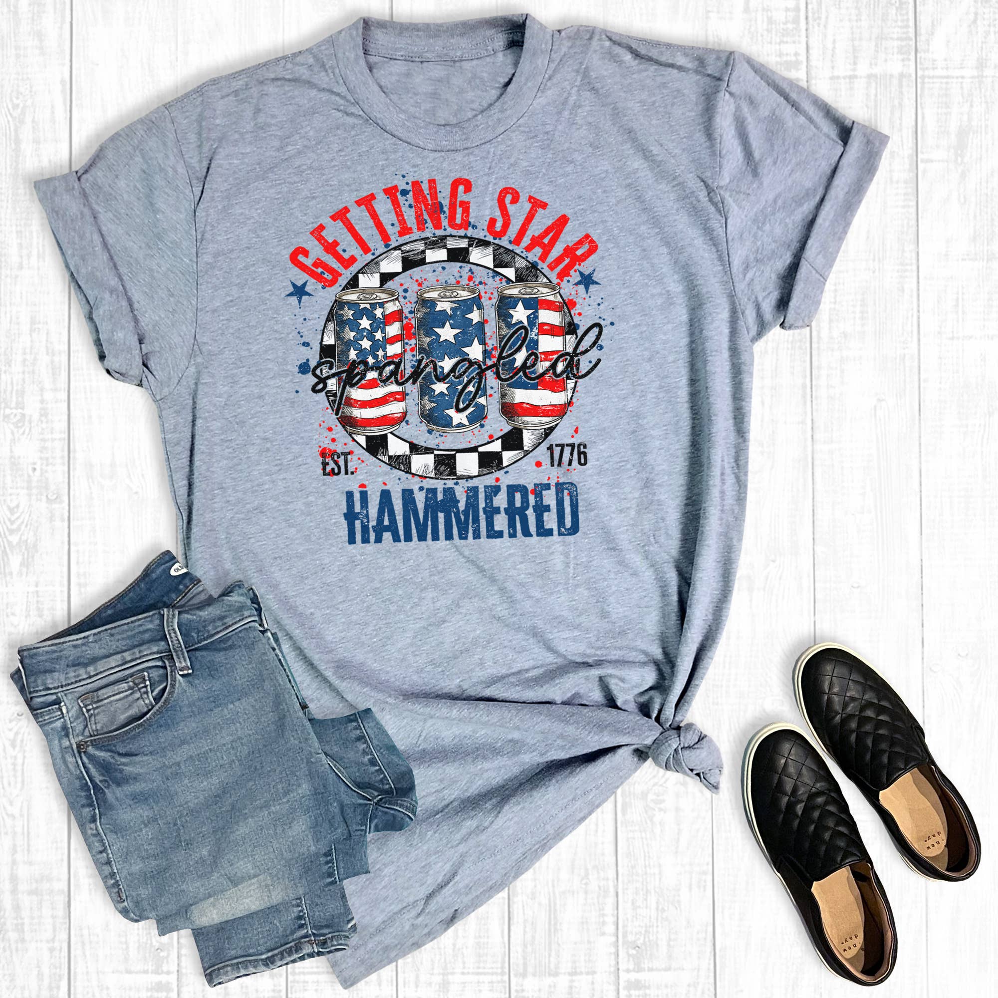 4th of July Getting Star Spangled Hammered Graphic Tee