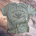 God Is in My Story On Heather Military Green Tee