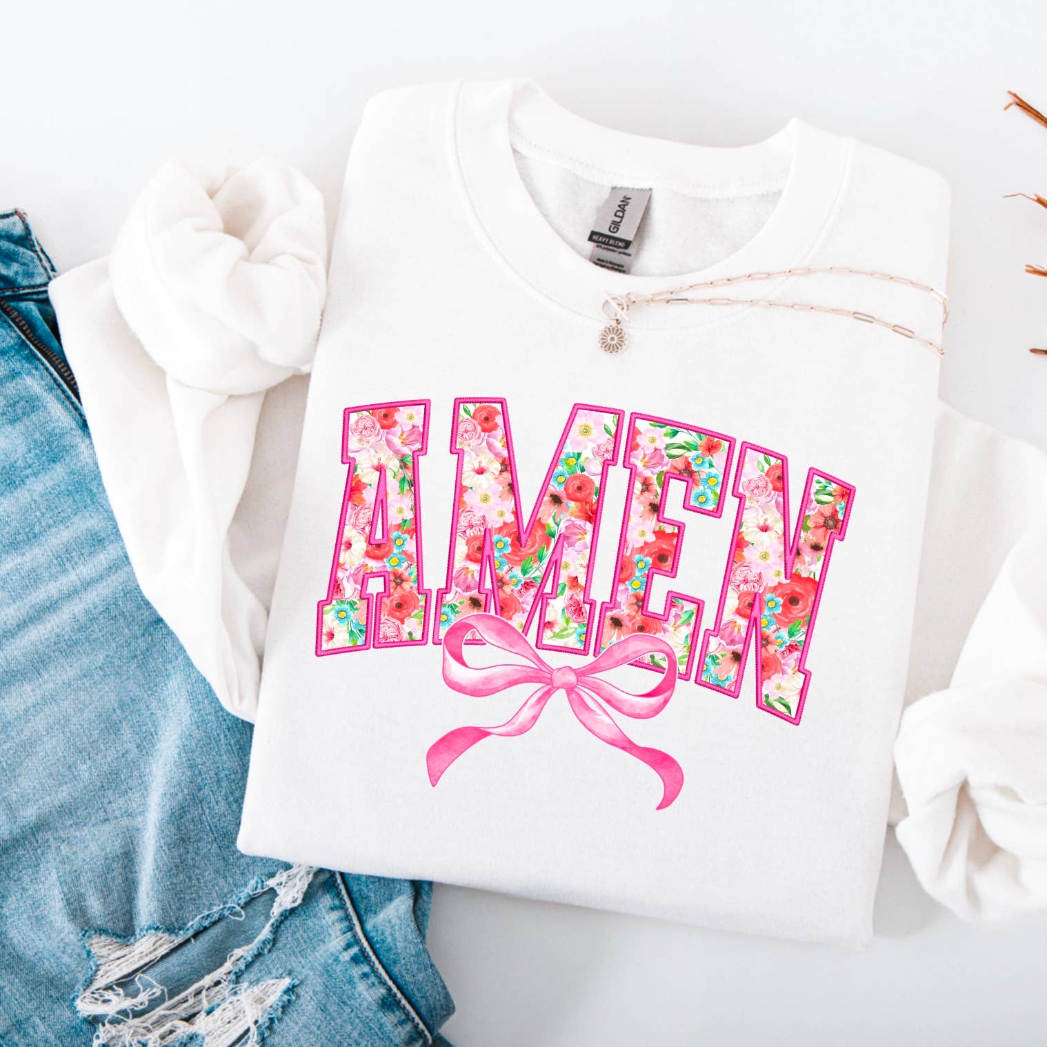 Amen Bow  Christian Graphic Sweatshirt | Christian Apparel
