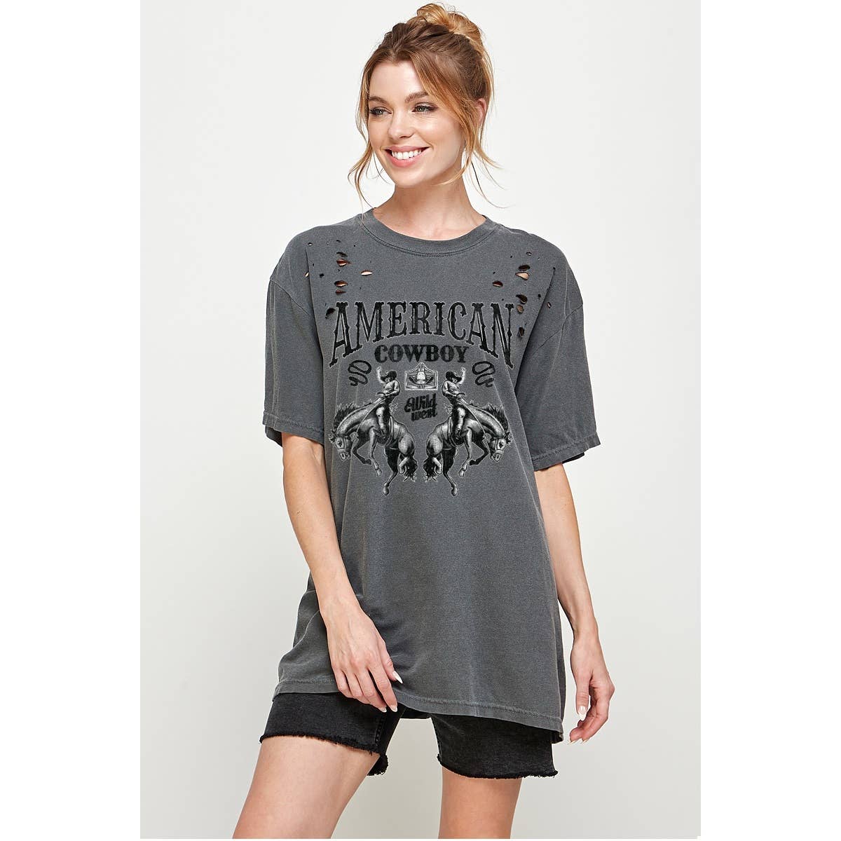 American Cowboy  Laser Cut Oversized Tee