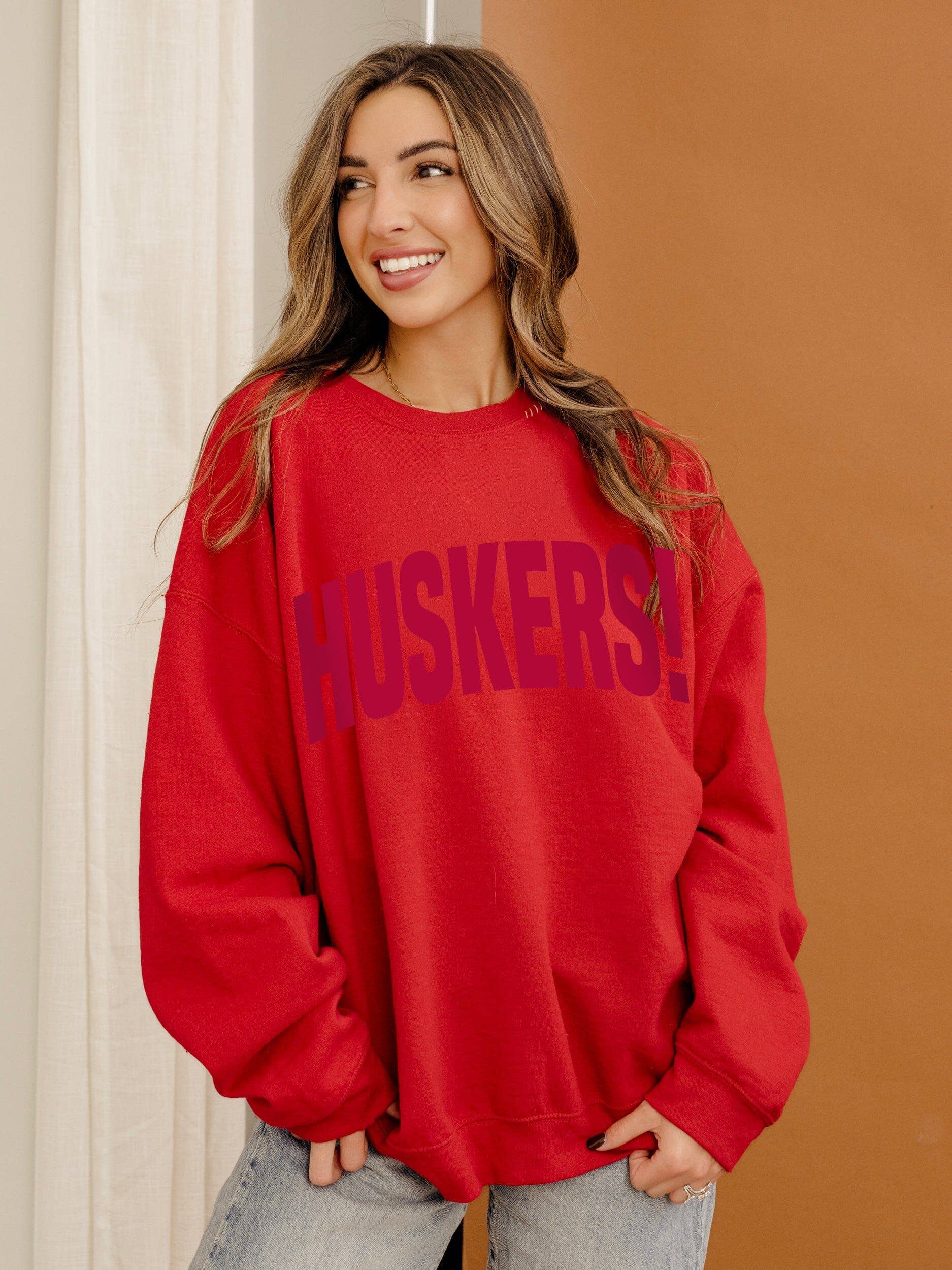 Nebraska Huskers Mono Puff Ink Red Hi-Dive Sweatshirt