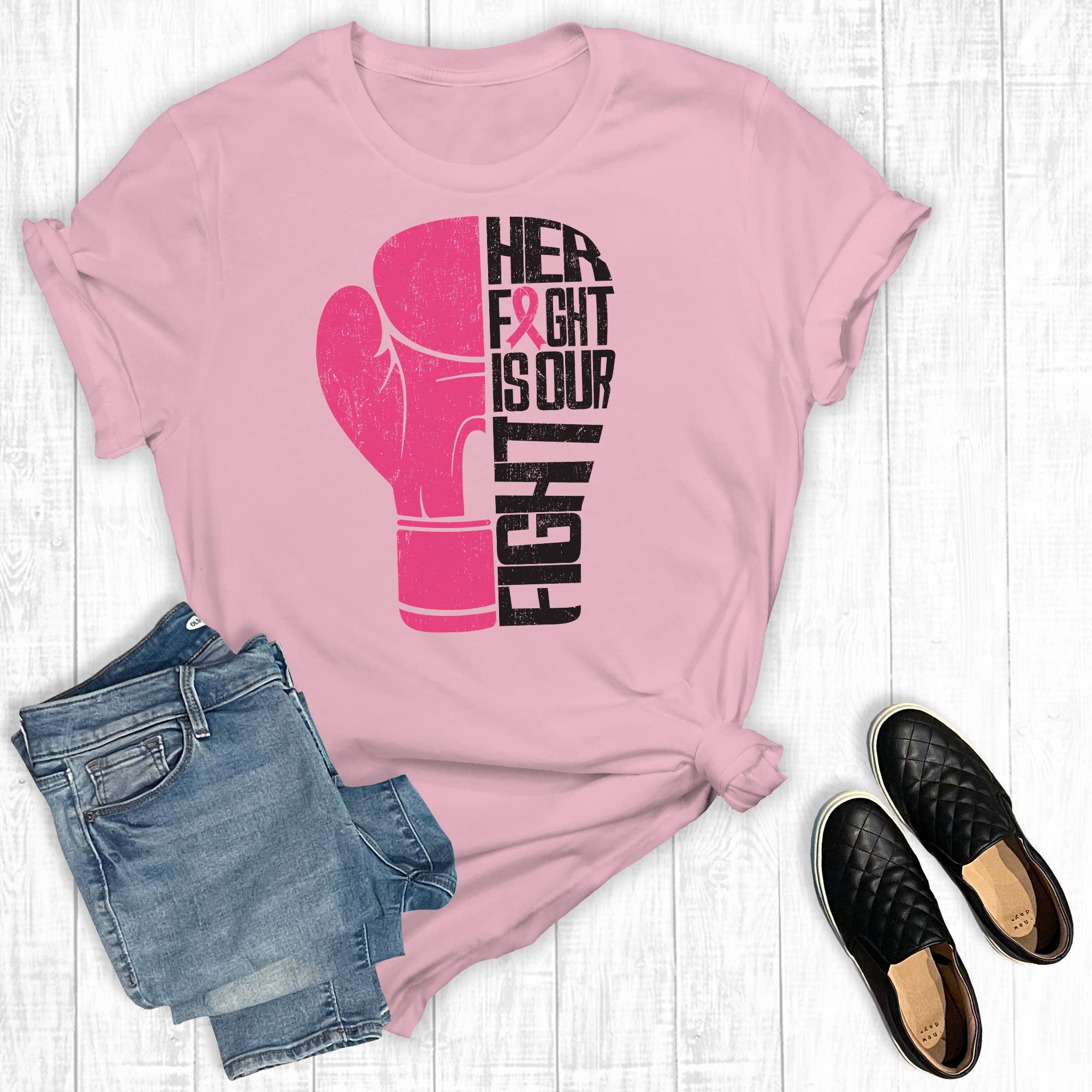 Breast Cancer Her Fight Is Our Fight Graphic Tee