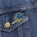 Blue Rose Flower Enamel Pin | June Birth Month Flower