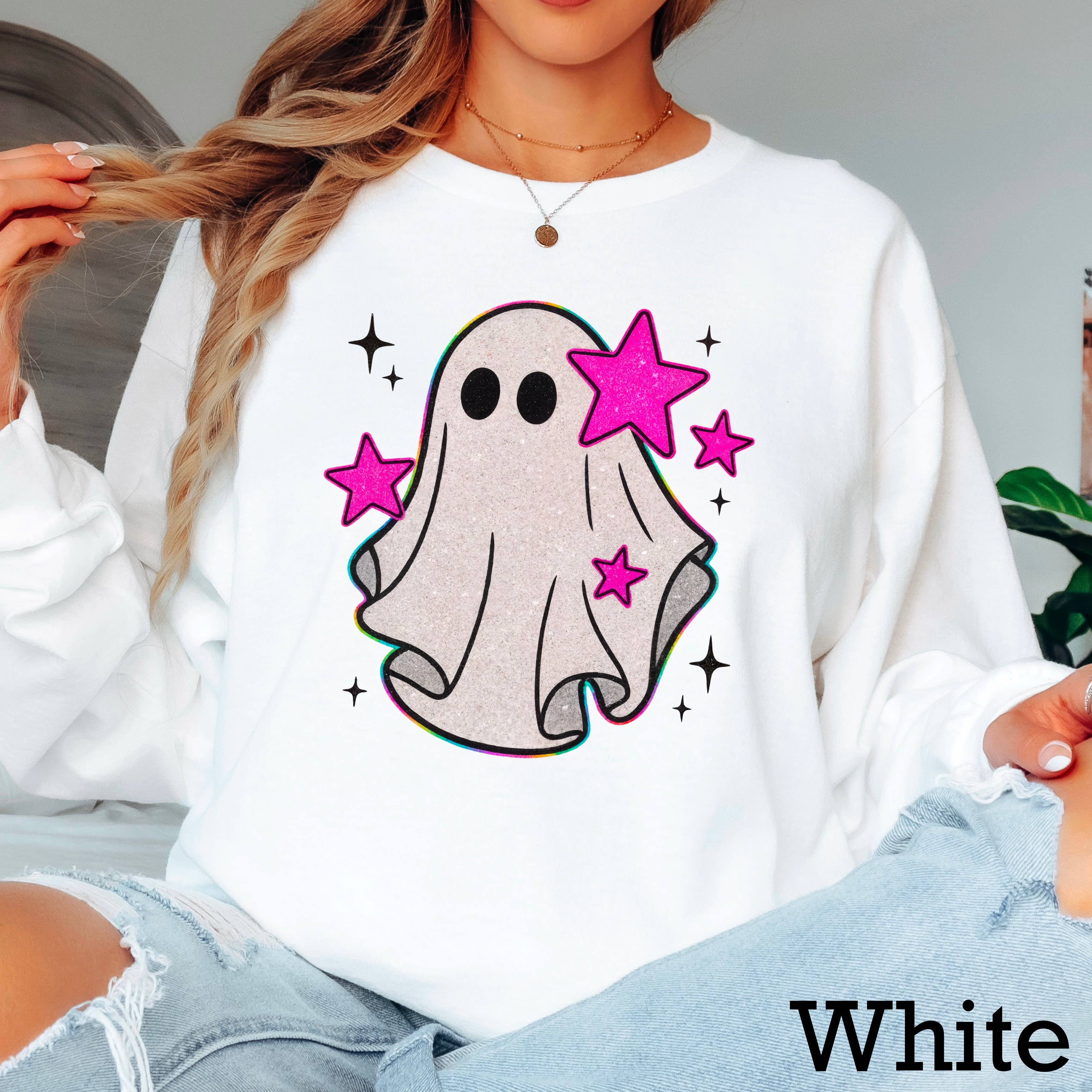 Preppy Ghost Halloween 2025 Long Sleeve Shirt | Gildan