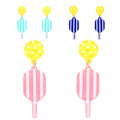Pickleball and Paddle Glitter Figure Post Earrings