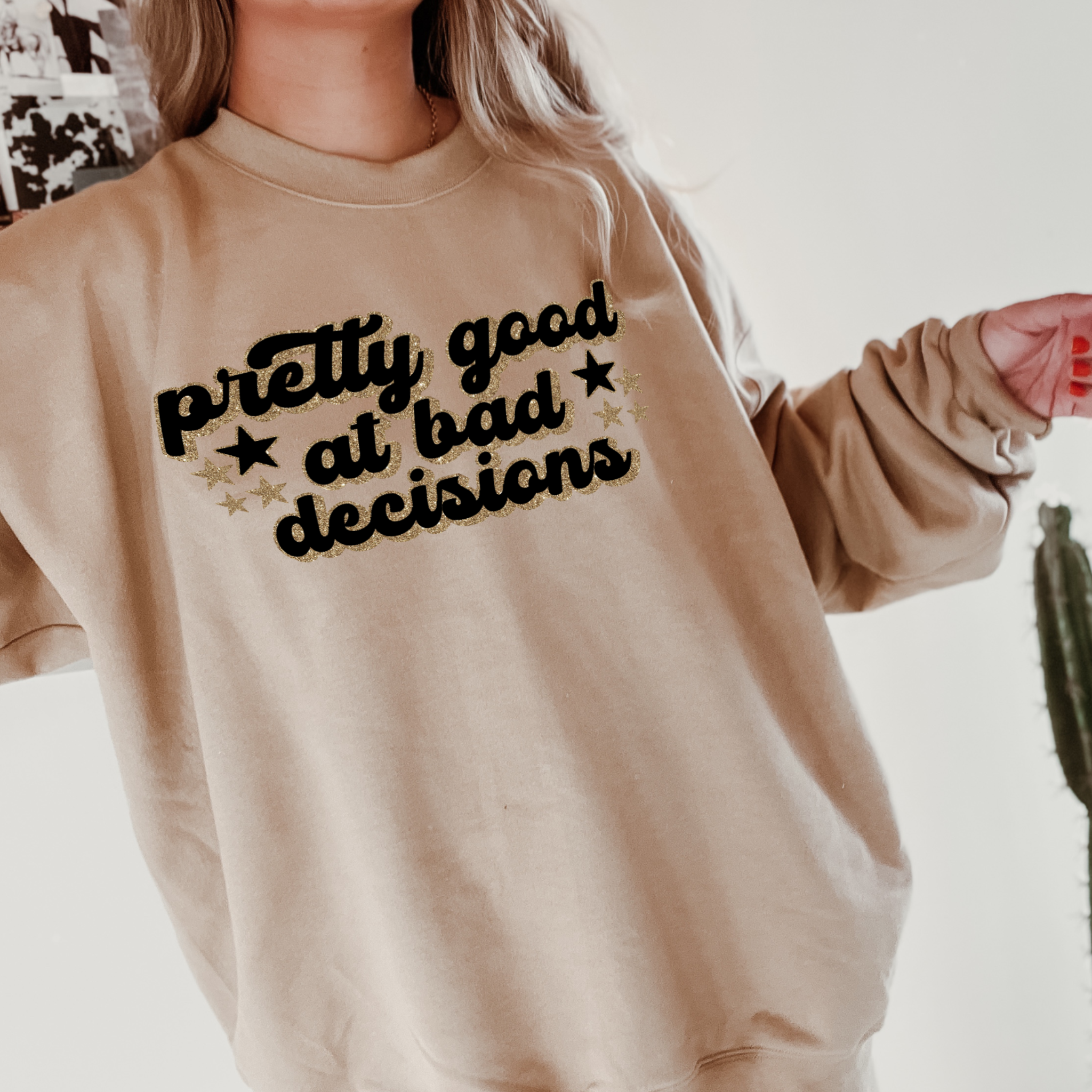 Pretty Good At Bad Decisions Grunge Preppy Graphic Crewneck