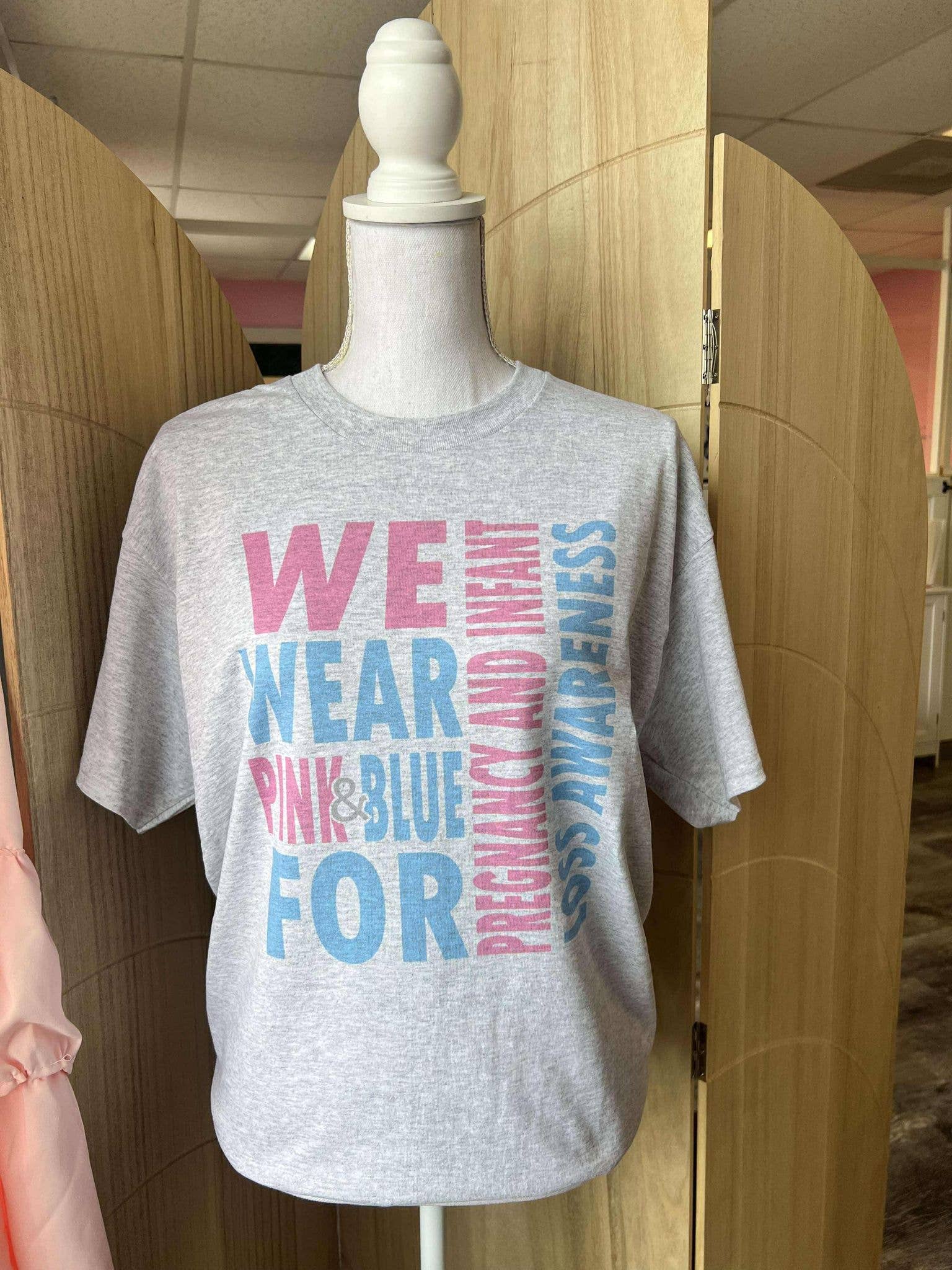 We Wear Pink and Blue On Ash Gray Tee
