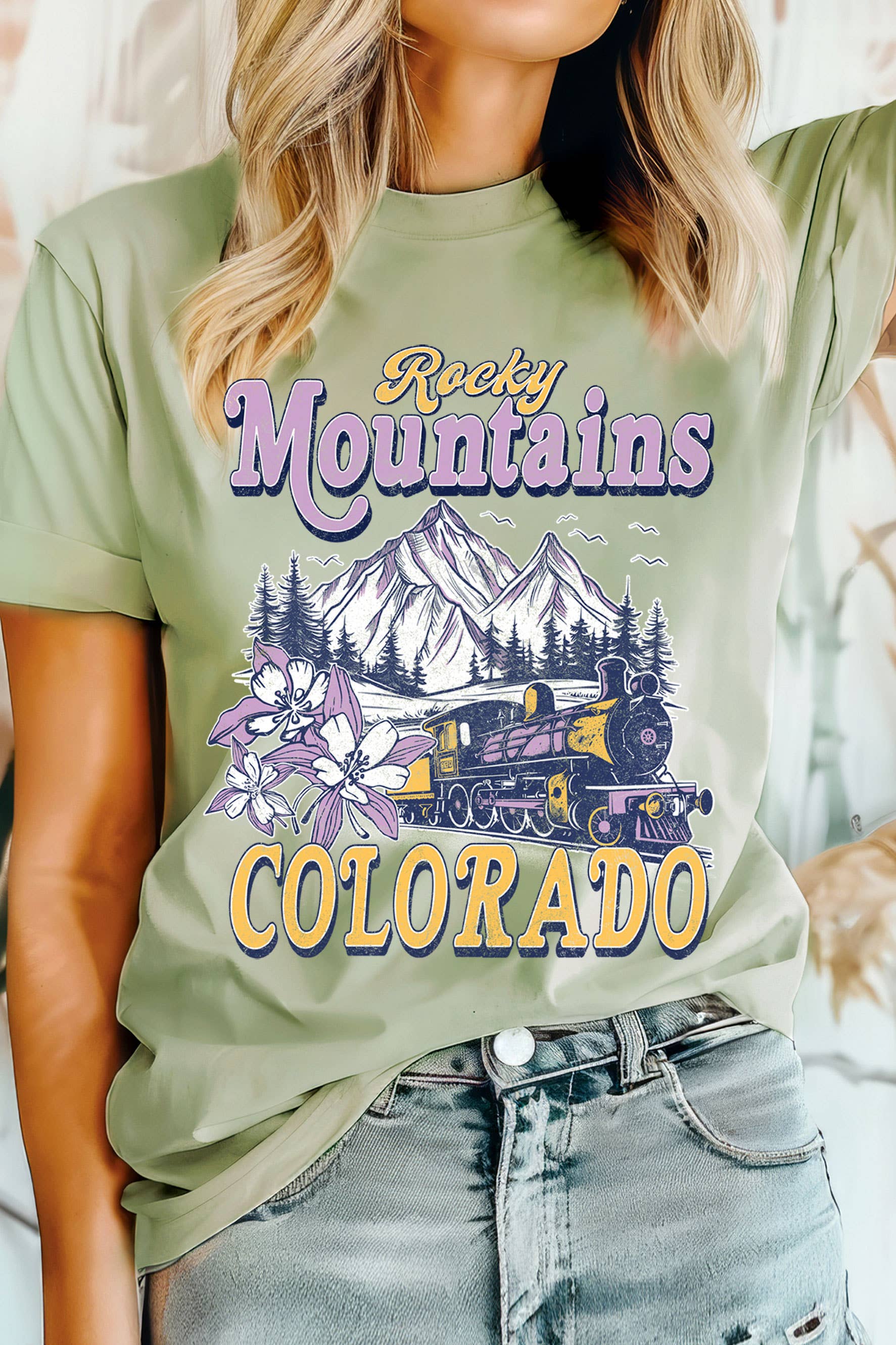 Colorado Rocky Mountains Train  Graphic Tshirts