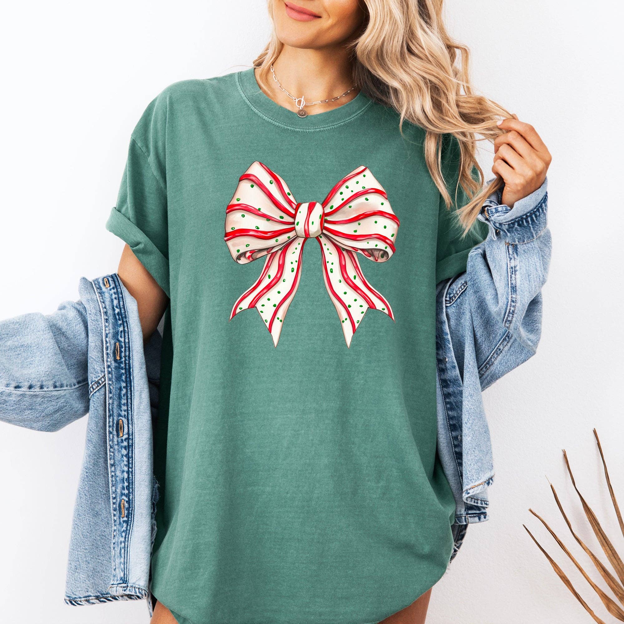 Christmas Cake Bow, Ribbon Cute, Winter, Santa, Snow Tshirt
