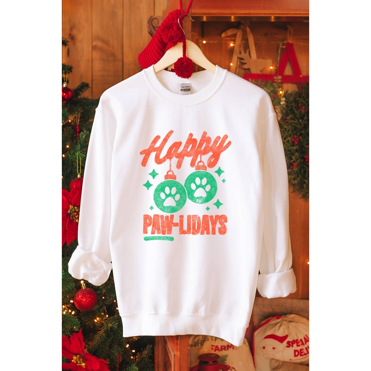 Happy Pawliday Christmas  Vintage Graphic  Sweatshirts