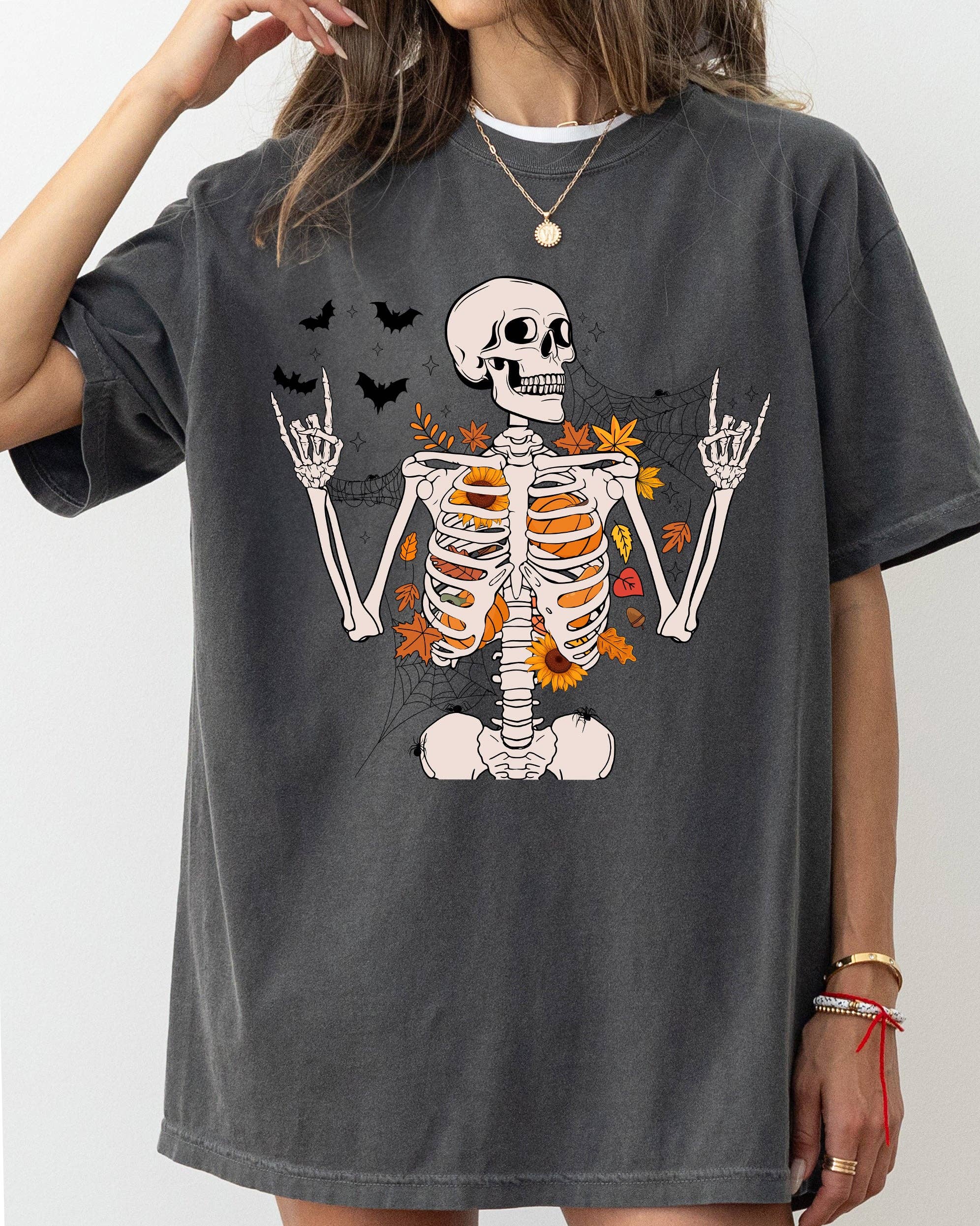 Funny Skeleton, Flowers, Rock, Western, Halloween Tshirt
