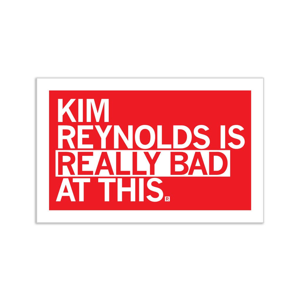 Kim Reynolds Is Really Bad At This Sticker