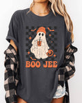 Boo-Jee Ghost, Checkered, Retro Halloween Coffee Drink Shirt