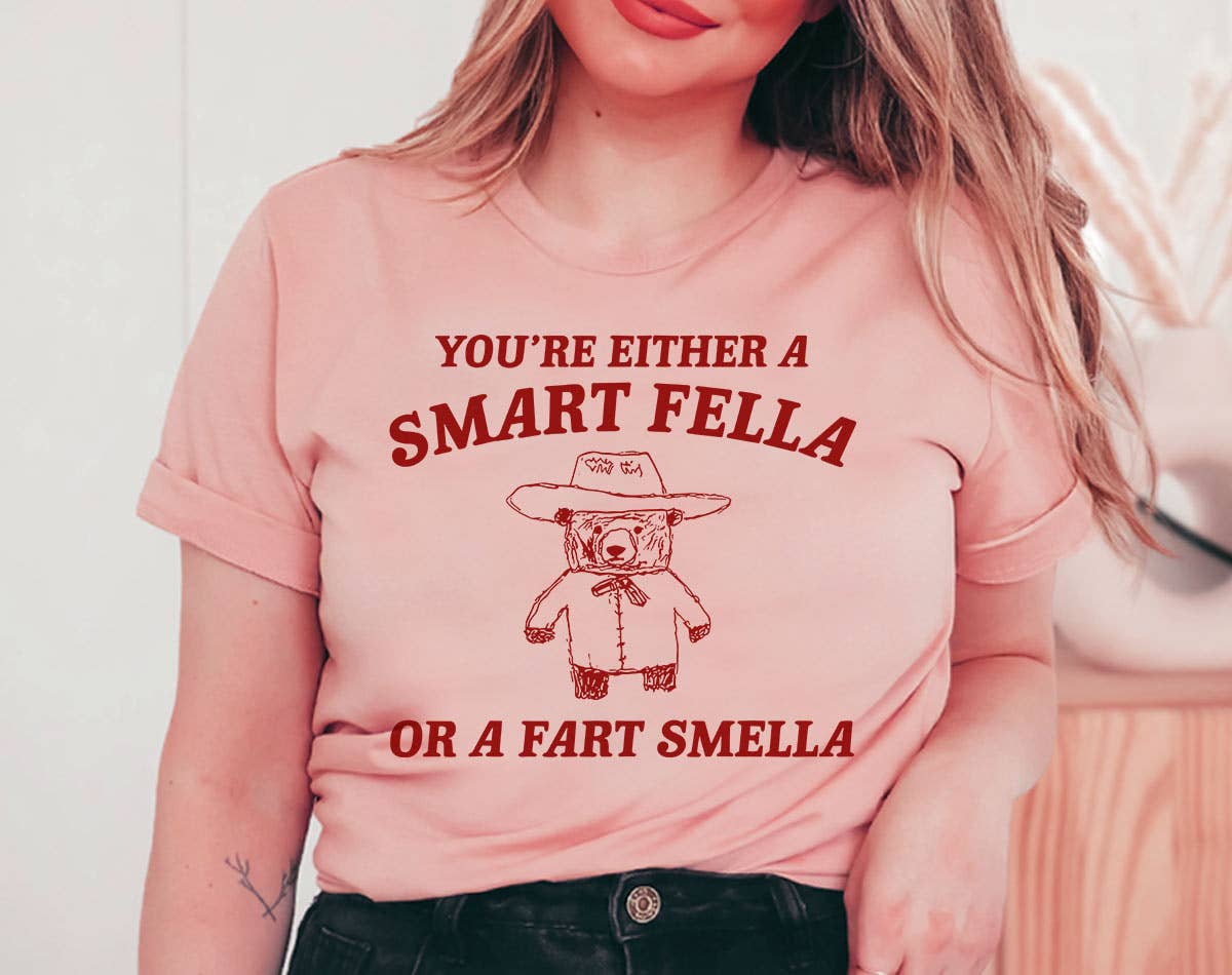 Smart Fella or Fart Smella - Funny Bear Meme T-Shirt