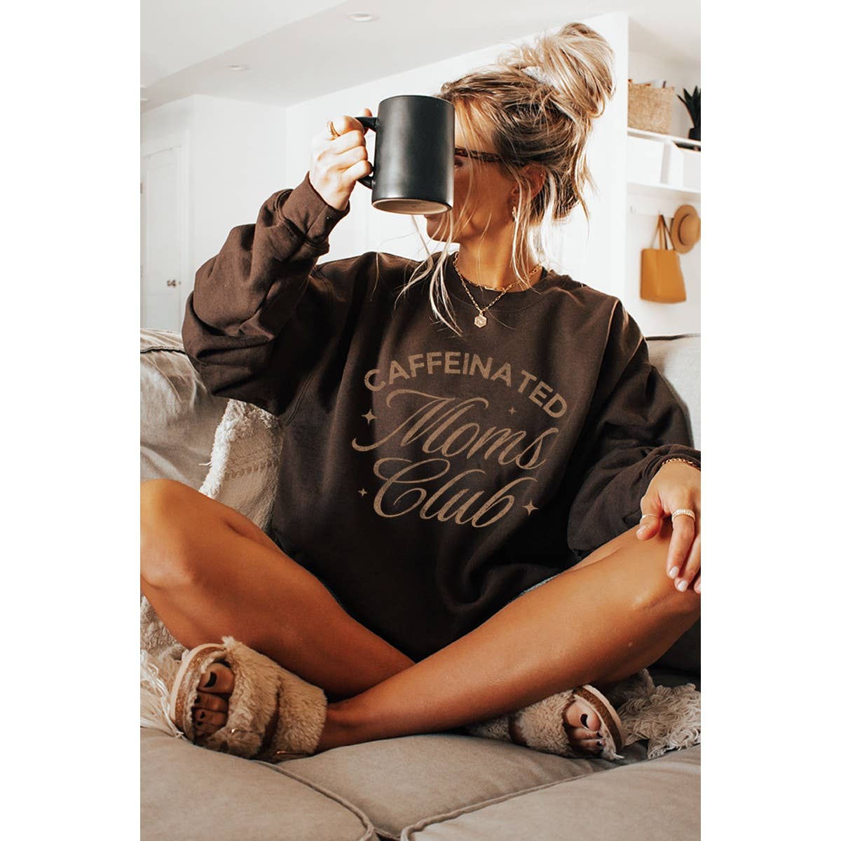 Caffenated Moms Club Vintage  Graphic Sweatshirts
