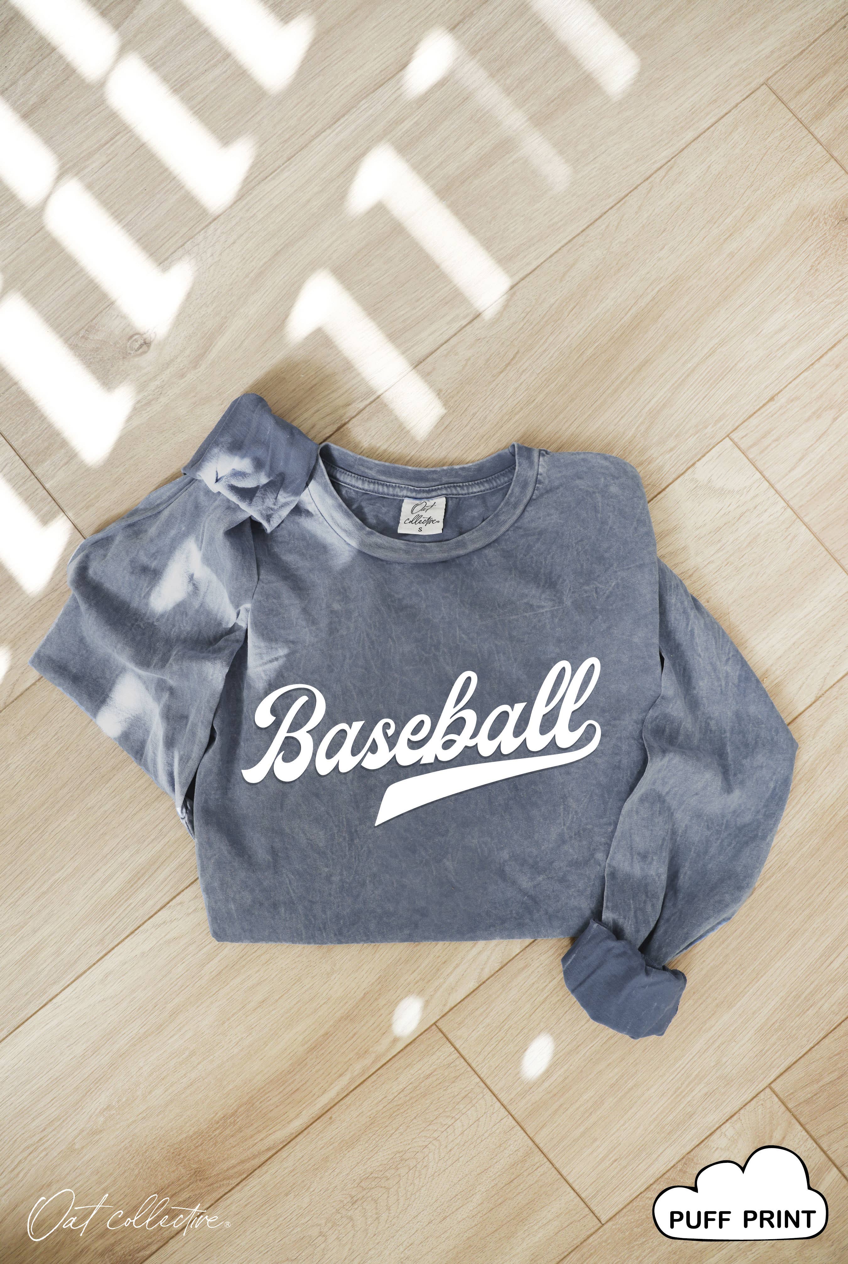 Baseball Puff Mineral Washed Long Sleeve Graphic
