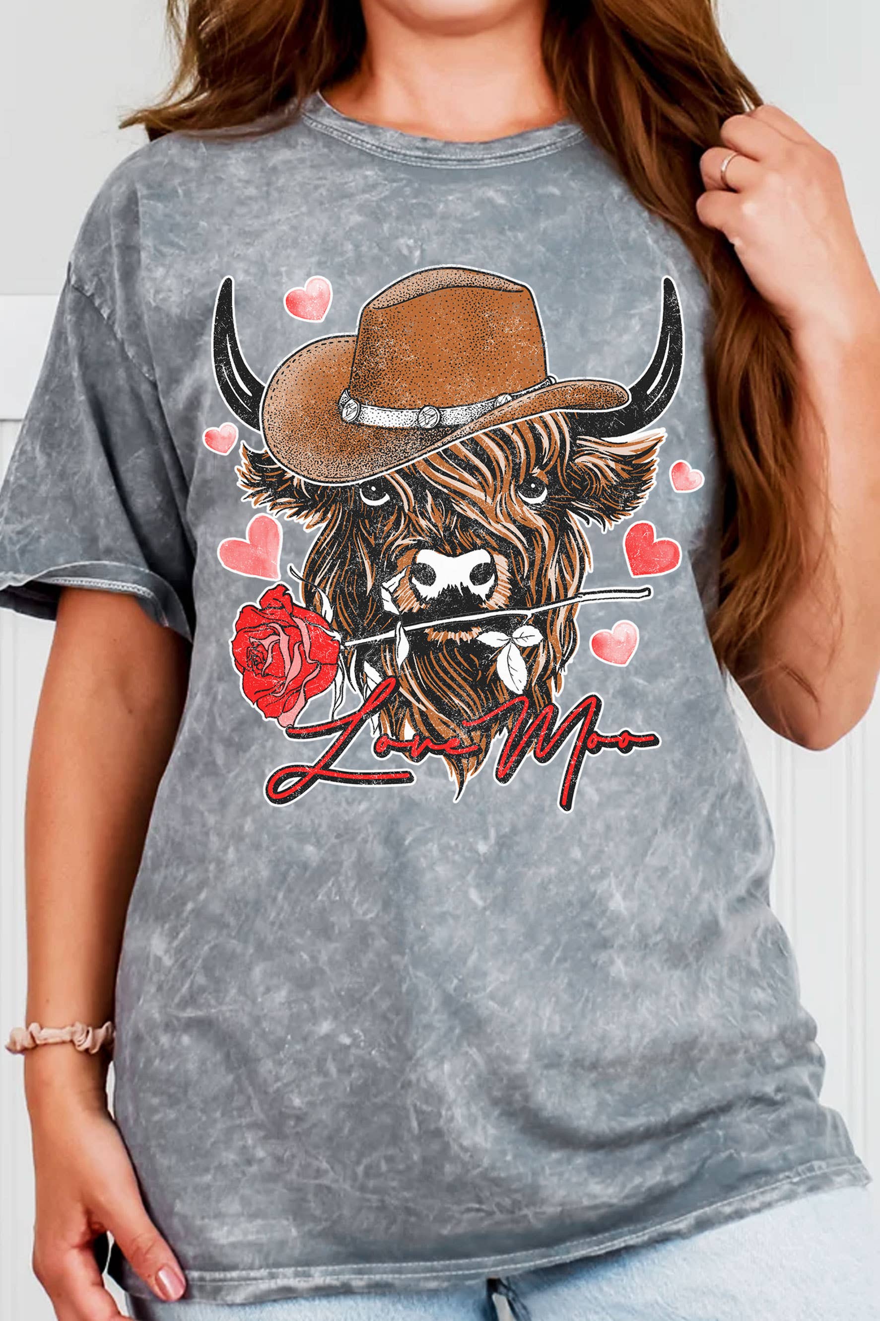 Love Moo Cow Valentine Mineral Graphic Tshirts
