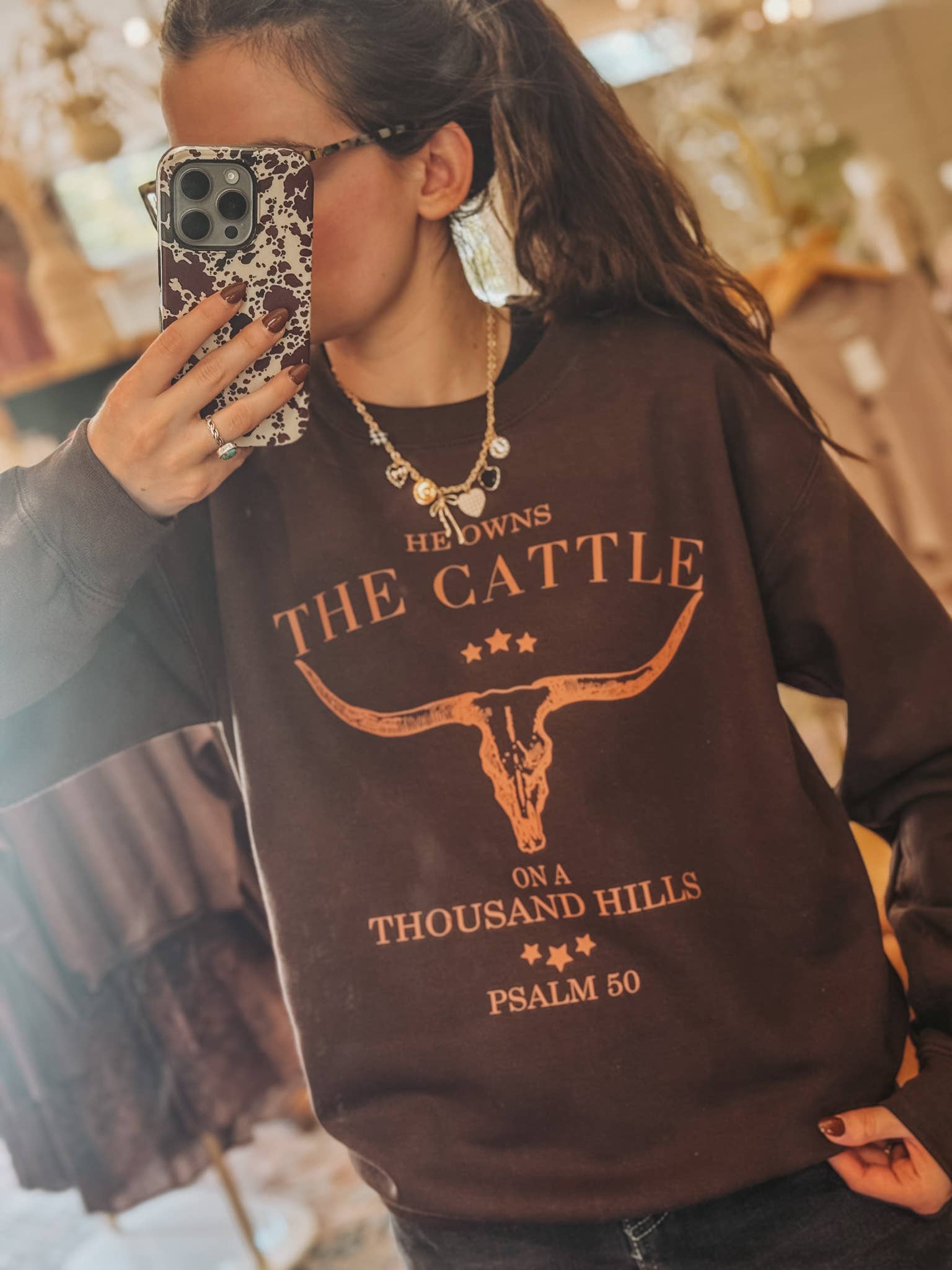 He Owns the Cattle Crew Neck Sweatshirt