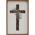 Cross with Greenery Whitewash