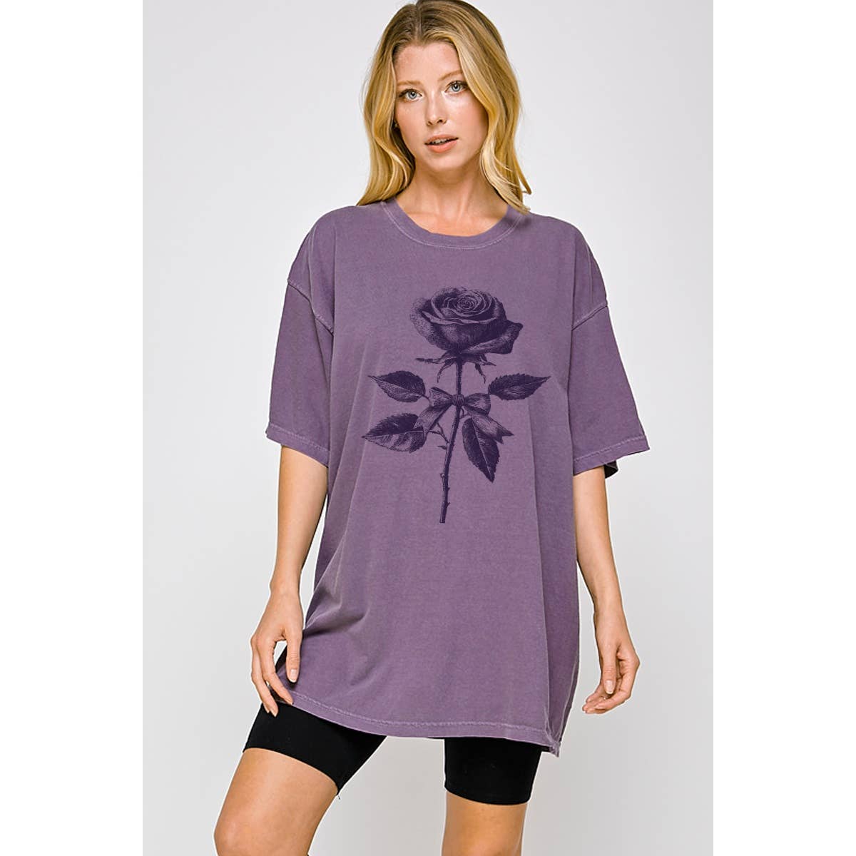 Rose Flower  Graphic Oversized Tee