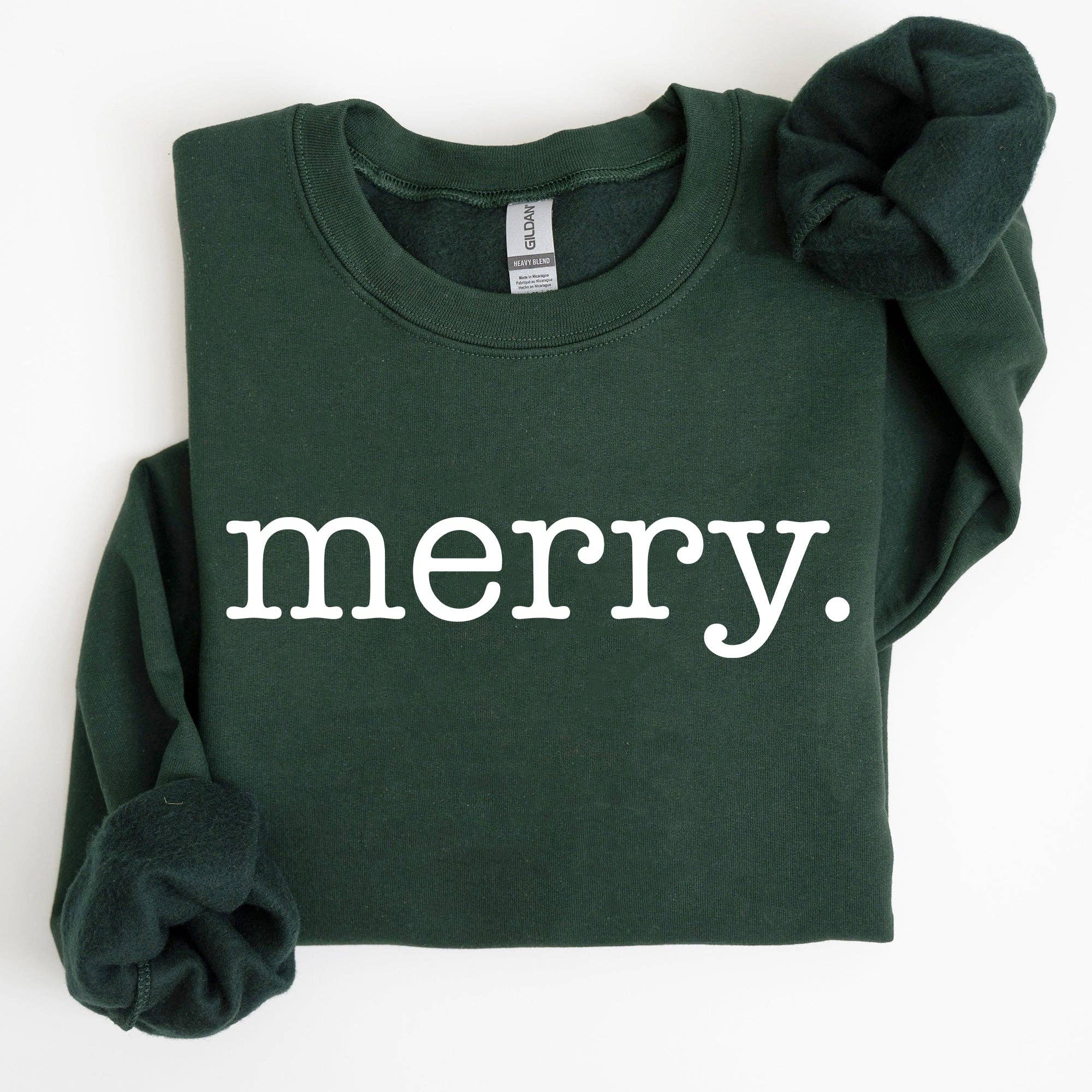 Merry, Classic Minimalist, Christmas, Winter Snow Sweatshirt