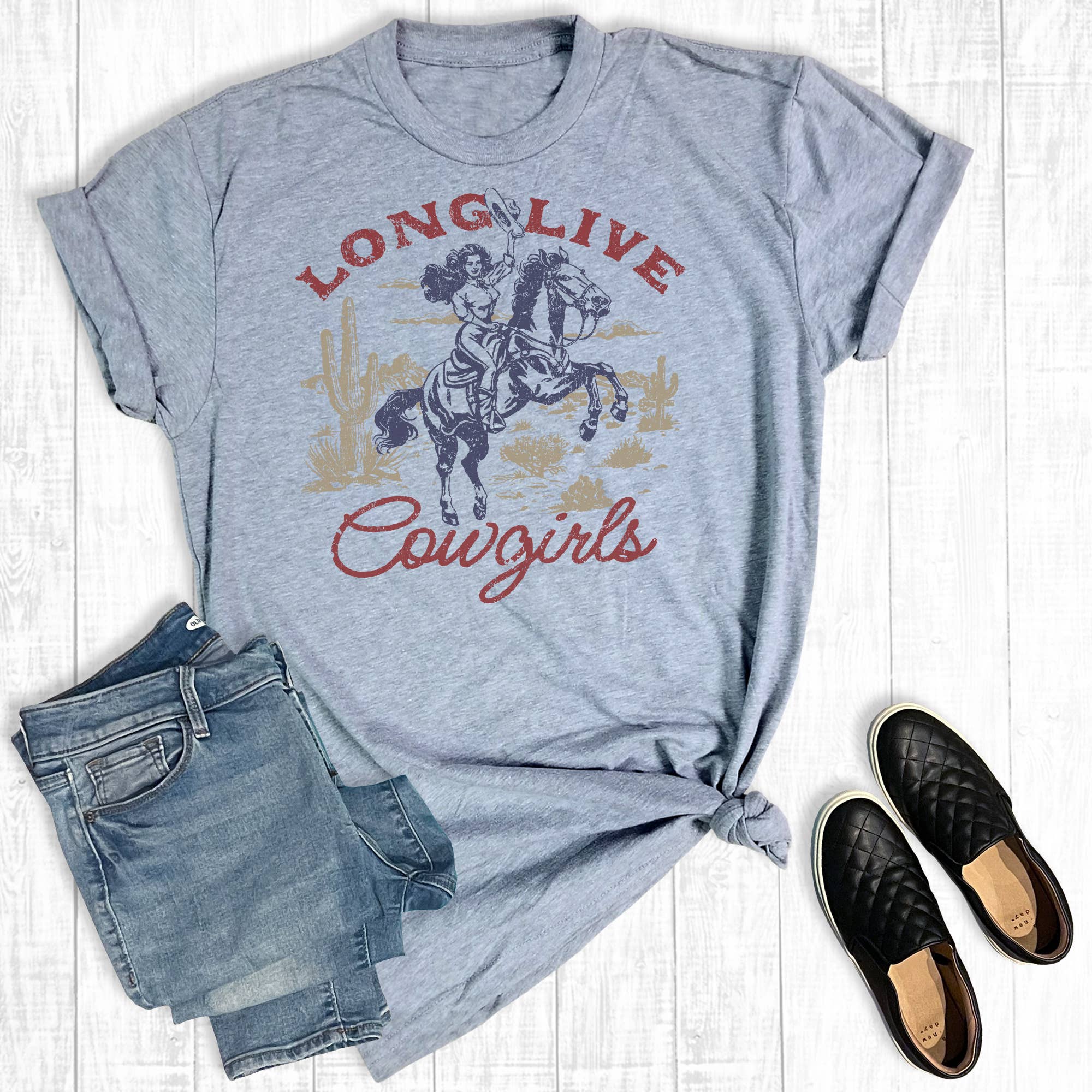 Western Retro Long Live Cowgirls Graphic Tee