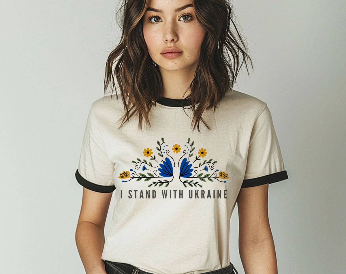 I Stand with Ukraine - Anti-Trump Ringer T-Shirt