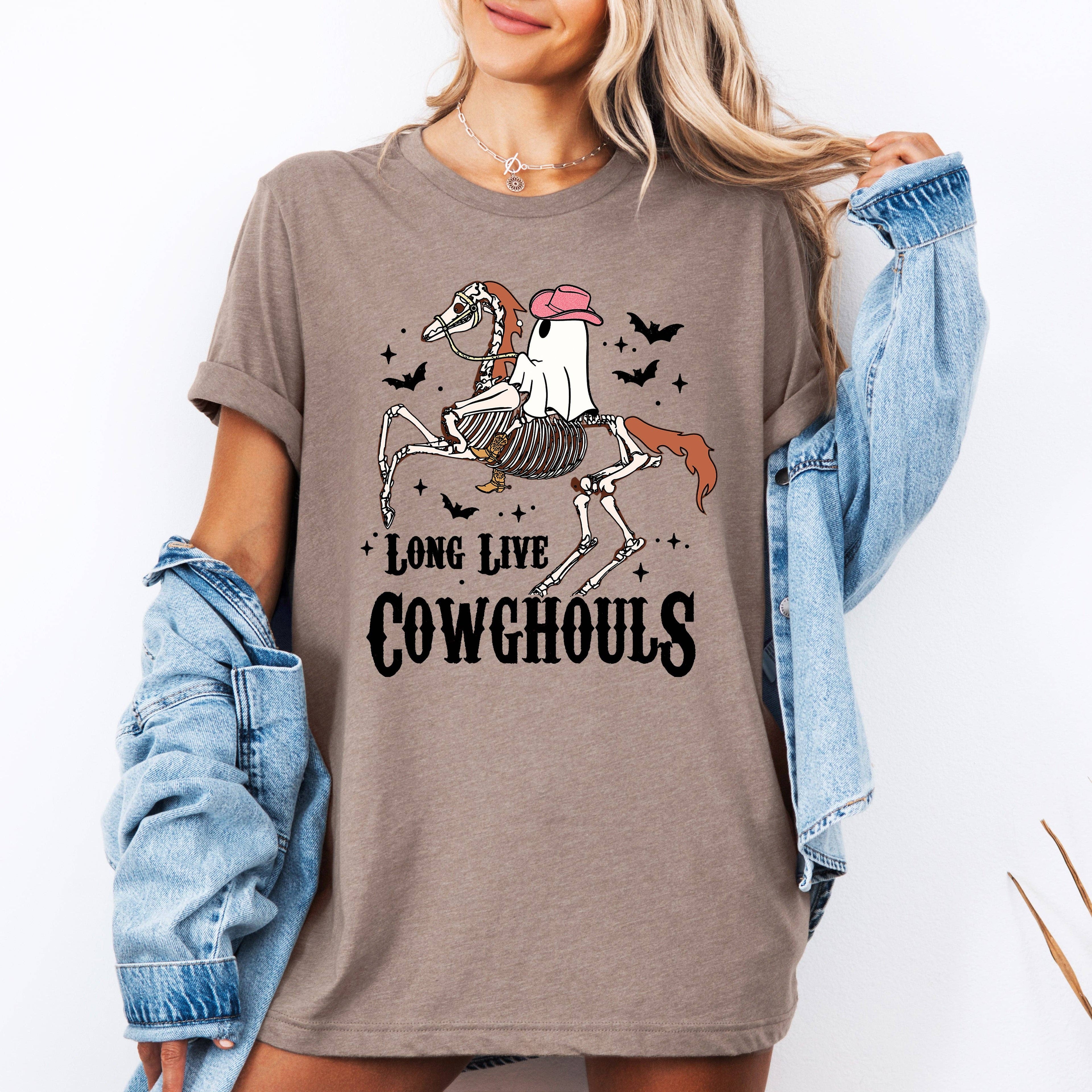 Long Live Cowghouls, Skeleton, Ghost, Horse Halloween Tshirt