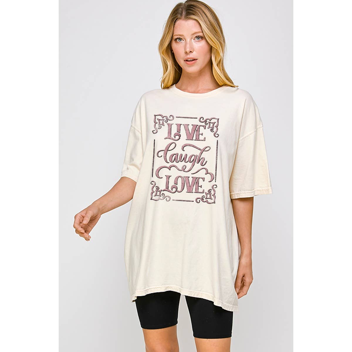 Live Laugh Love Graphic Oversized Tee