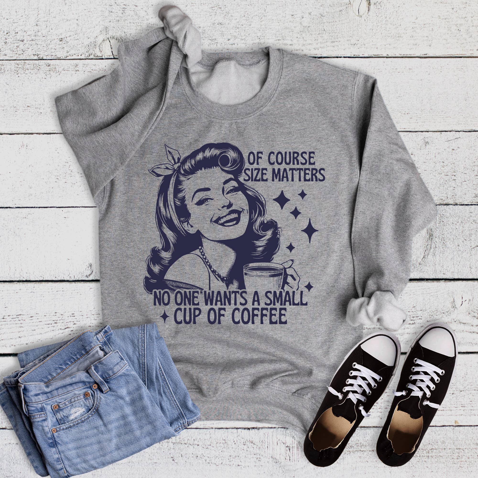 Funny Size Matters Coffee Sweatshirt